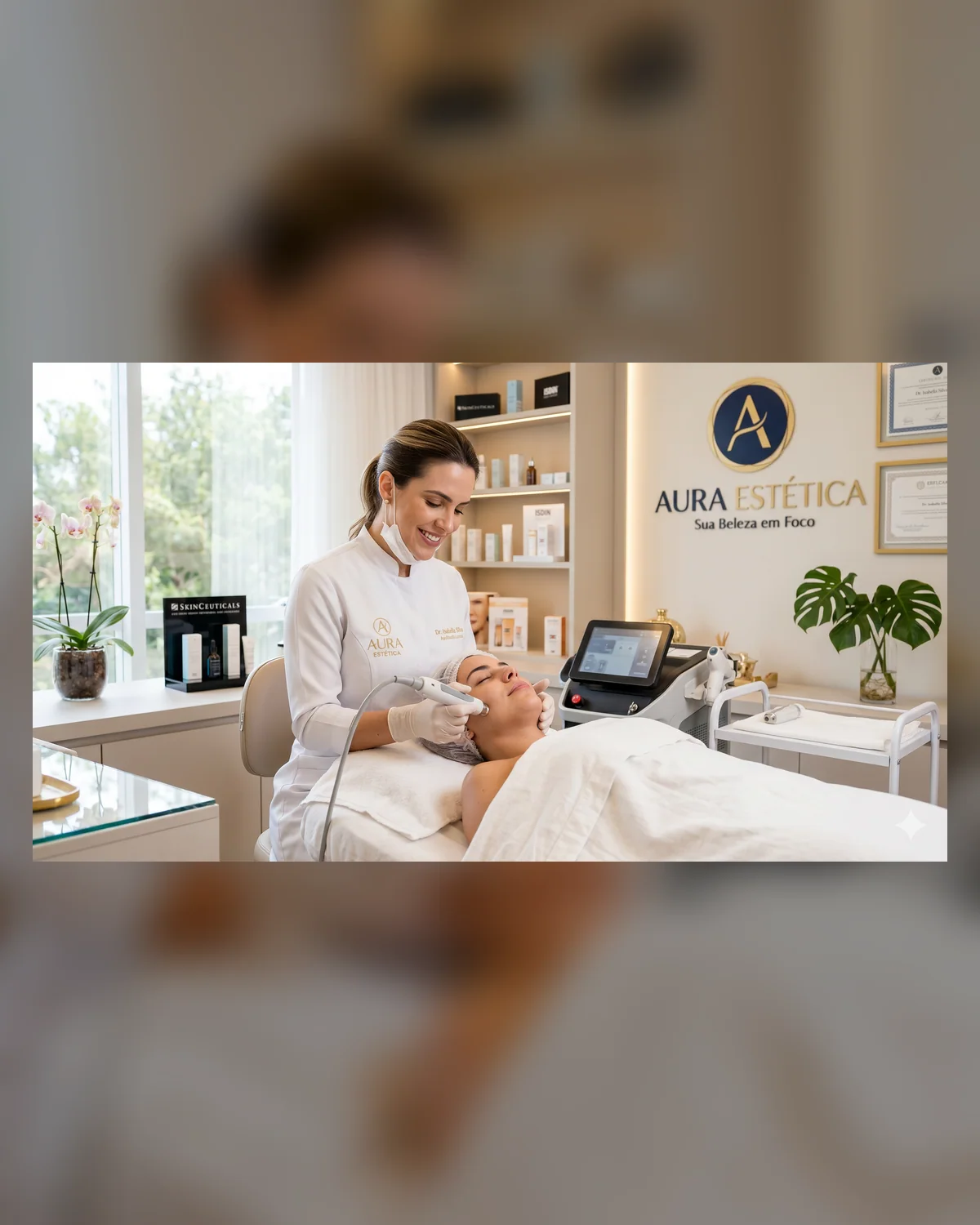 Imagem genérica de clínica estética com aparência de banco de imagem e pouco contexto visual.